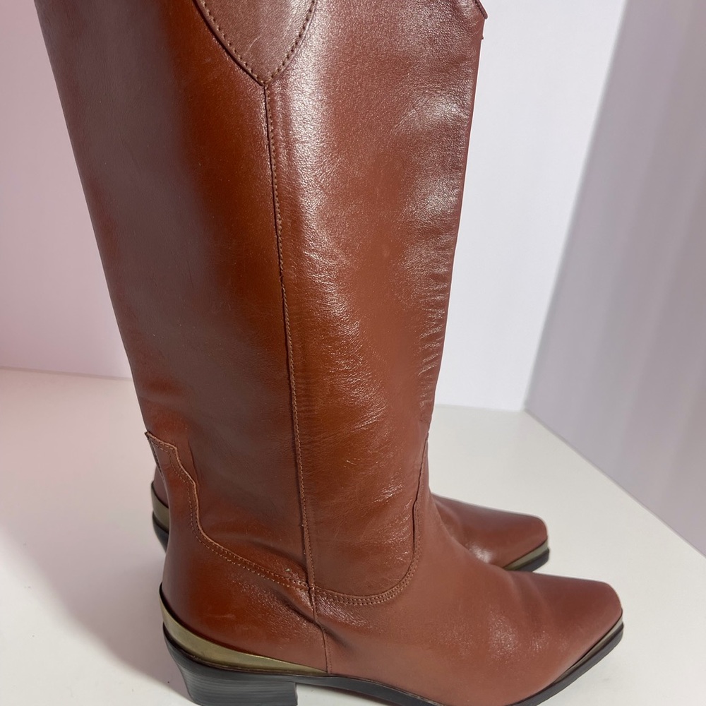 Vintage Leather Brown Western Style Boots By Catleita Size 6.5M Cowboy Boot